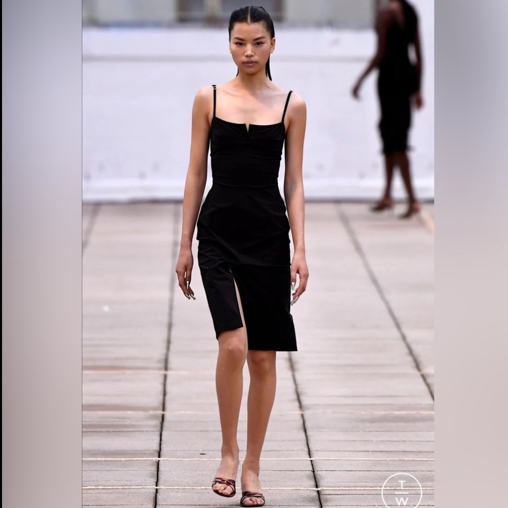 Priscavera Sz L Stretch Tailored Midi Dress Black Designer New Without Tags